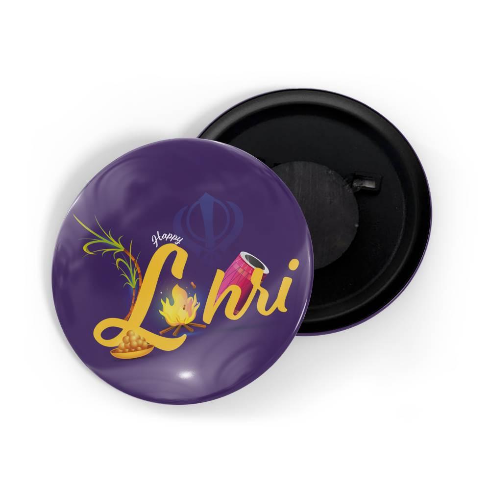 dhcrafts Fridge Magnet Purple Lohri D2 Glossy Finish Design Pack of 1